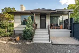 Side entry with covered porch