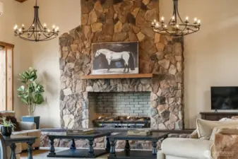 Gorgeous gas fireplace is a focal point in Great Room