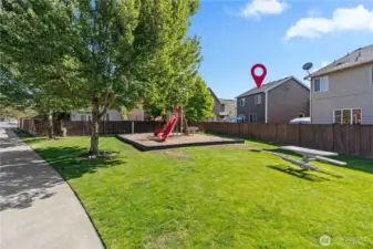 Red arrow-dot shows your new home next to the park
