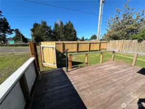 Deck on the front of the home.