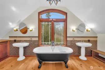 Primary 5 piece ensuite bath. Including claw foot tub for deep luxurious soaks.