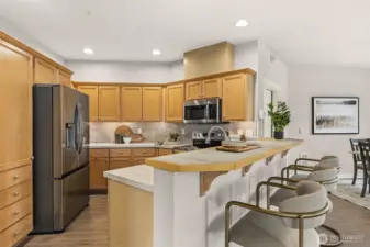 Large kitchen with generous cabinets and