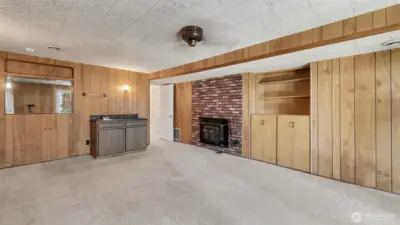 Family room with fireplace