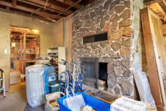 There is also a fireplace in the basement where there would be another living space.