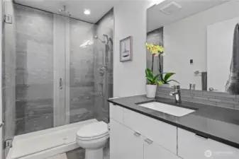 3/4 en-suite bath with heated floors - a very nice touch on a wintery morning!