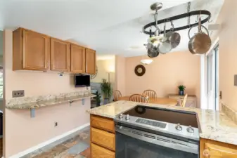 Another view of the kitchen highlighting the added storage and functionality.