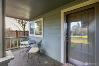 Welcoming covered front porch for those rainy days.