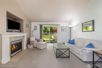 Relax in the cozy living room overlooking the patio!