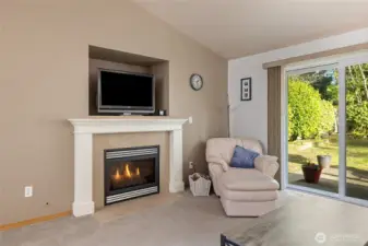 Gas fireplace was recently revamped with all new interior hardware.