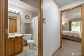 Just down the hall from the inviting primary bedroom.