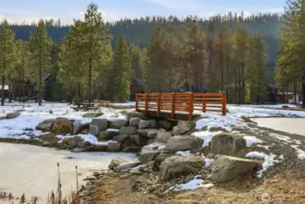 Paintbrush Lakes bridge, a favorite trout fishing destination each summer (HOA stocked lake).