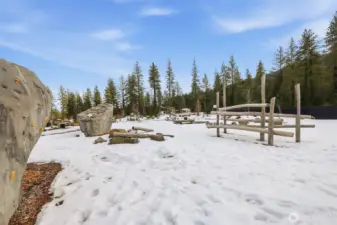 Climbing rocks at Domerie Park.