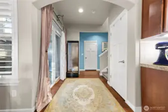 Hall with sliding glass door to garden area