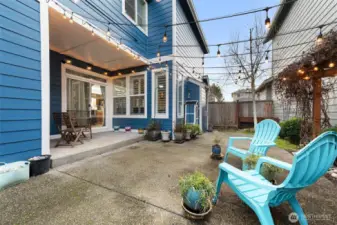 Fenced yard with fairy garden