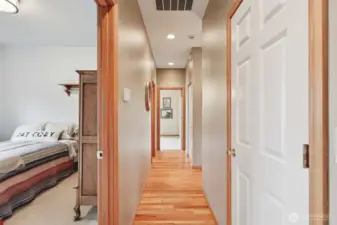 Hallway connecting the bedroom wing.
