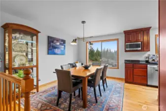Dining room overlooking backyard