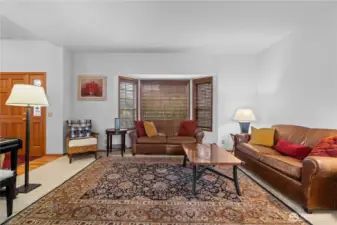 To the left of the entry is the nicely sized living room