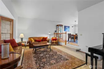 From the entry to the living room and dining room