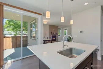 Light and bright kitchen and access to backyard.