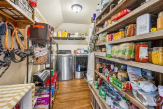 Large utility room also works as walk in pantry and is located off the mud room and kitchen.