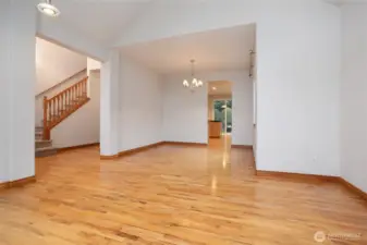 From Living room looking at formal dining and door to kitchen