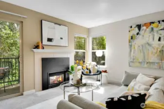 Relax or chat with friends around the cozy gas fireplace.