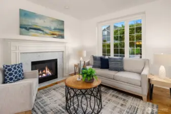 Gas fireplace.