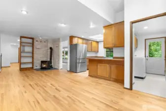 Family room, kitchen and laundry room
