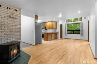 Cozy gas fireplace will heat the whole house