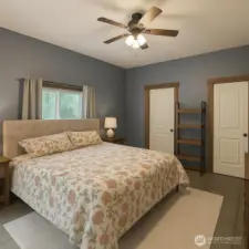 Primary bedroom with attached bathroom