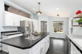 Large kitchen island with lots of storage