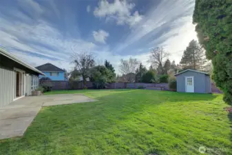 Fully fenced backyard.