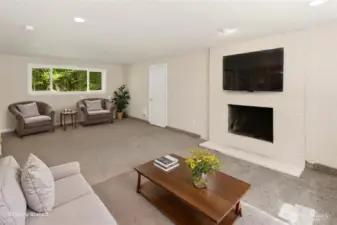 Lower level rec Room with Virtual Staging