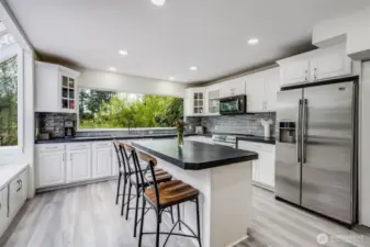 Updated kitchen with seating.