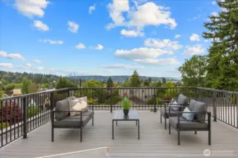 Rooftop deck with views of the space needle