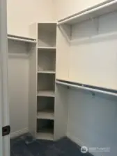 Primary Closet- shelves on both ends!