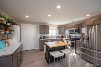 Modern kitchen with back door