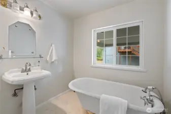 Main bath, with clawfoot tub
