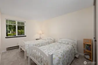3rd bedroom is generously sized for guests, work, or play.