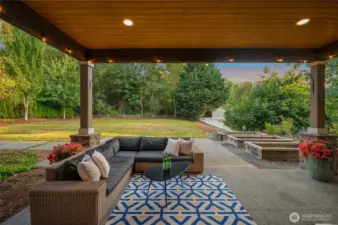 Covered patio with lighting for year-round entertaining