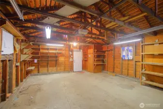 Garage w man door to backyard