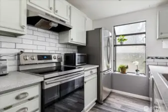 Light filled kitchen with bay window