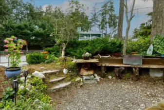 Steps to water feature