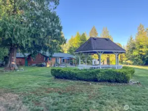 Gazebo, patio, and shed - so many outdoor spaces for gathering