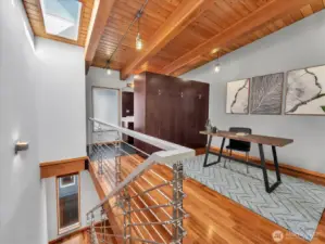 Cabinet-style closets provide ample storage.
