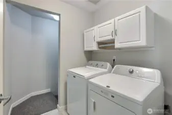 Laundry room and stairs to garage.
