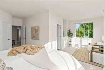 Views of Thomas Lake from the primary bedroom.