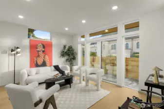 Inviting living room layout designed for comfort and modern aesthetic