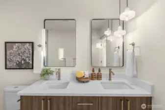 Straight-on view of dual vanity