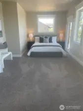 primary bedroom staged